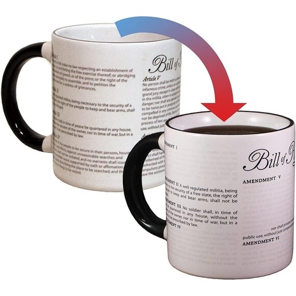 DISAPPEARING CIVIL LIBERTIES "Bill of Rights Mug" Color Changing- New Sealed - Picture 2 of 13
